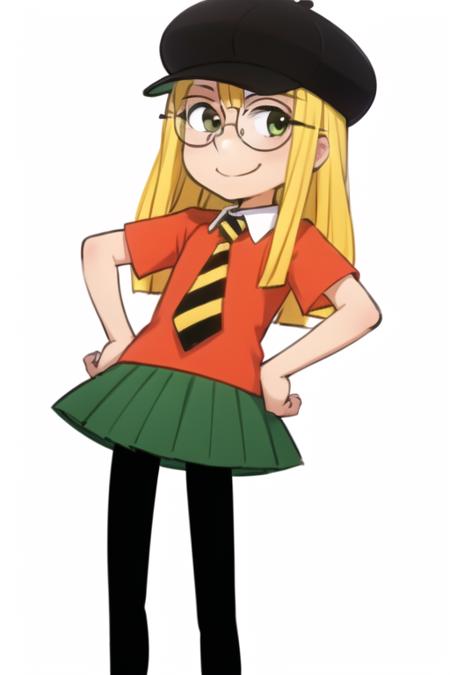 Penny_crayon glasses blonde_hair beret