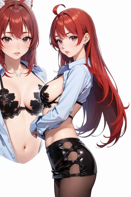 黑色性感文胸内衣黑色皮裙OL制服-(cosplay)(情趣制服)Black sexy bra underwear, black leather skirt, OL uniform - (cosplay) (sexy costume)