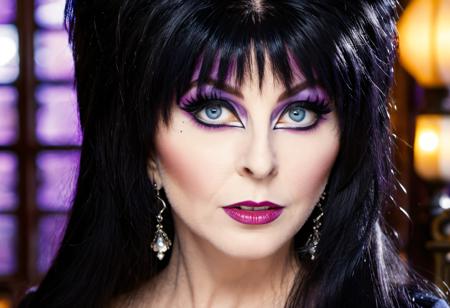 Elvira black dress black pantyhose black high heels a surprised look on her face black spider lingerie black webbing lingerie a scared look on her face touching her cheeks red couch mansion background dark candle lit background