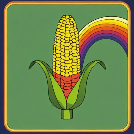 icon of corn, simplified icon, minimalism, rainbow, by activision <lora:Activision_Atari_Art_Style_XL-000009:1>