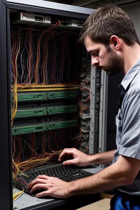engineers working on broken server facepalm to show maintenance mode
very cool funny and detailed
