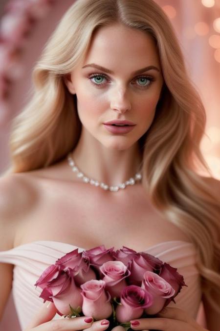 "Beauty Photography: Focuses on well-lit, flawless skin, often showcasing elegant pink dresses, and commonly used in beauty advertisements. ValentineGlow: A stunning collection of romantic beauty portraits captured under dim lighting conditions, featuring exquisite rim lighting to highlight the contours of the face and accentuate the subject's features. Each portrait exudes soft tones and a romantic ambiance, perfectly complemented by elegant dresses befitting Valentine's Day. This editorial series is crafted for high-fashion magazines, offering a captivating blend of allure and sophistication. The RoseVeil series employs the captivating technique of selective focus photography, using natural and artificial lighting to enhance the ethereal atmosphere. Shot with a Canon DSLR camera and an f/2.8 L series lens, the images feature a low ISO setting of 50 to minimize noise and a shutter speed of 1/30 to create intentional blurriness, adding a soft and dreamy quality to the images. The delicate balance of light and shadow accentuates the subject's features, while the roses add a romantic flair to each composition. ValentineSG,