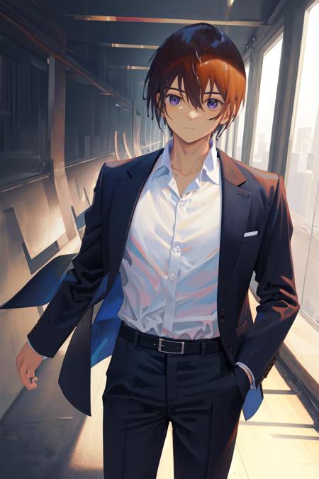 masterpiece, best quality, highres, solo male kira yamato, white shirt, suit <lora:kira_yamato:1>