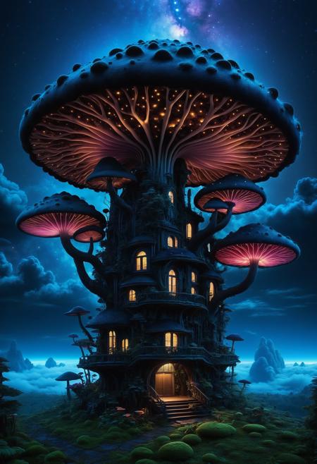 embedding:lazympos, megastructure, mushroom, above clouds, organic, detailed, dark, night, glowing, neon lights,  <lora:Challenge_Winnifier_2025-04:0> <lora:Organic_Macabre:1>