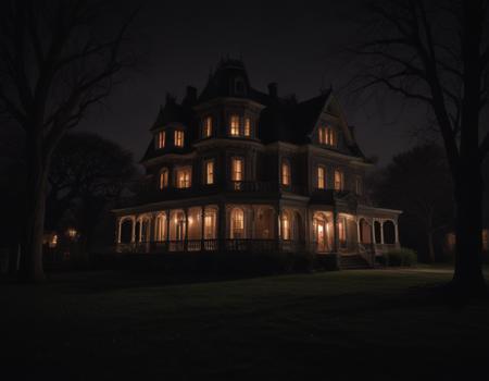 cinematic still halloween no humans mansion dark night spooky horror no gore . emotional, harmonious, vignette, 4k epic detailed, shot on kodak, 35mm photo, sharp focus, high budget, cinemascope, moody, epic, gorgeous, film grain, grainy, halloween no humans mansion dark night spooky horror no gore, cinematic, dynamic composition, dramatic light, highly detailed, sharp focus, beautiful, charming, magical, mystical, transparent, very intricate, innocent, inspiring, noble, ambient, inspired, background composed, vivid, color, surreal, glowing, illuminated, deep bright, striking, amazing, epic, great, artistic