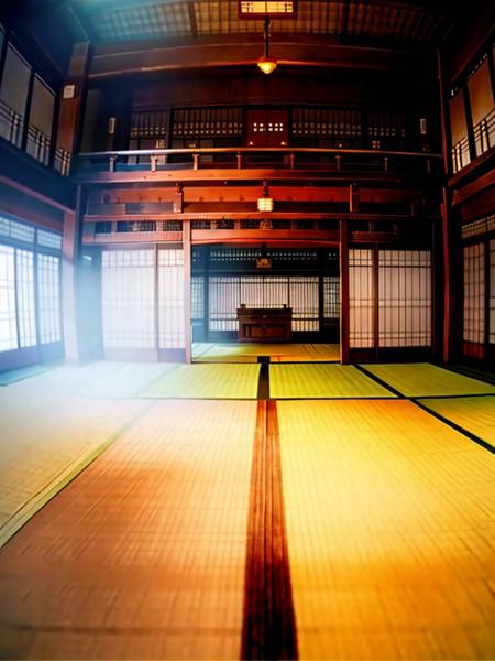 masterpiece, best quality, ultra-detailed, illustration,
DOJO, sliding doors, architecture, east asian architecture, indoors, tatami, shouji, scenery, sunlight, realistic, wide shot, 
 <lora:DOJO:0.8>