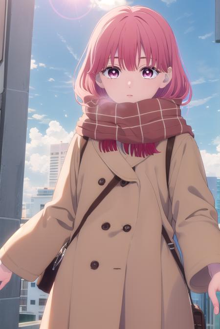 yukiitose, <lora:yuki itose-alpha-lora-nochekaiser:1>,
yuki itose, long hair, pink hair, red hair, (pink eyes:1.3),
BREAK long sleeves, scarf, coat, brown coat,
BREAK outdoors, city, snow, snowflake, sun, clouds,
BREAK looking at viewer, (cowboy shot:1.5),
BREAK <lyco:GoodHands-beta2:1>, (masterpiece:1.2), best quality, high resolution, unity 8k wallpaper, (illustration:0.8), (beautiful detailed eyes:1.6), extremely detailed face, perfect lighting, extremely detailed CG, (perfect hands, perfect anatomy),