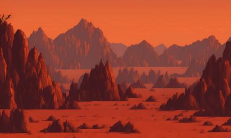 pixelart  Produce an image of a vast and arid desert wasteland, with towering sand dunes, burning heat, and the feeling of being alone. Show the struggle for survival, the isolation, and the beauty of a challenging environment.