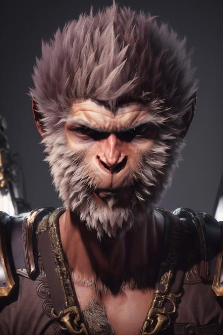 <lora:black_myth_wukong_v1:0.8> wukong \(black myth\),
1boy, solo, male focus, detailed eyes, 
furry chest, armor, pauldrons,
portrait, close-up, 
unreal engine, 8k, super detail,