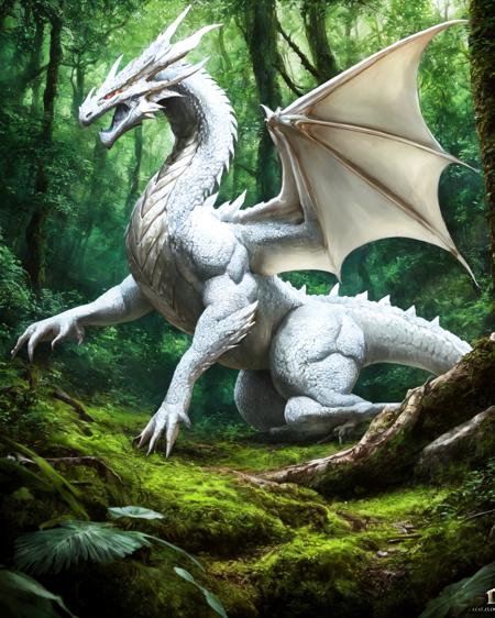 <lora:classic dragon-000001:0.6> white forest dragon on top of a hill, at the jungle,
(masterpiece),  best quality, highres, 4k, 8k, Detailed Illustration, intricate detail, cinematic lighting, amazing quality, amazing shading, soft lighting