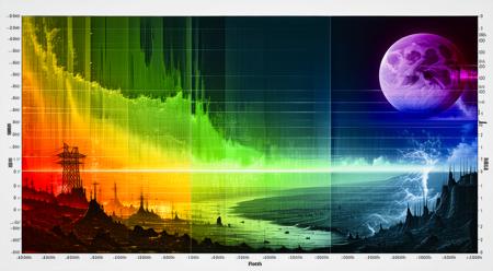 ORIGINAL PROMPT: An artwork done in the style of artist (nicolas delort:1.4), as a (electromagnetic spectrum chart:1.6).
An evocative and detailed random scene that best depicts the Climate Catastrophe genre.
PRODUCTION PROMPT: Original prompt was used.