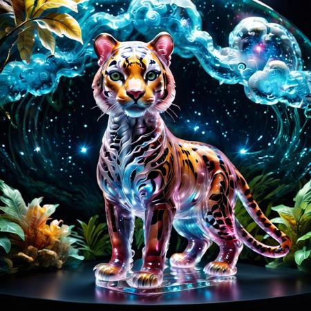 Highly detailed Dynamic shot of texture fur  adorable pink and blue baby tiger, extremely detailed fur  <lora:SDXLFaeTastic2400:0.8> High quality texture, intricate details, detailed texture, High quality shadow, Cinematic Light, Depth of field, light source contrast, cosmic jungle background filled with clouds, whimsical fantasy , glowing murano_glass_style atmosphere.
score_9, score_8_up, score_8_up, masterpiece,super detailed face, super high resolution, FaceDetail, masterpiece-level, highly detailed, intricate details, detailed background, complex background, cinematic, intricately detailed illustration, depth of field, masterpiece, best quality, amazing quality, very aesthetic, absurdres, newest, very awa, shadow,