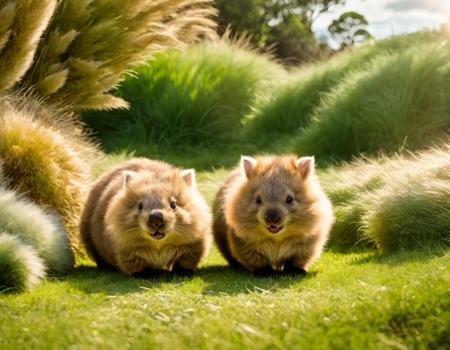 super cute, cute, joey, joeys, fluffy, (golden fur), two wombats