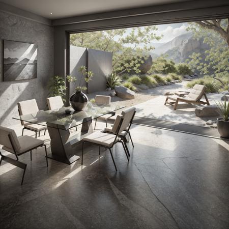 archviz (villa modern minimalist:1.1), romantic mountain valley seaside, tropical beach, zen garden( design studio:1.1), sandstone (furniture:1.1), chair, tea table, pbr texture dark cracked sandstone natural boulders cracking, ceramic vase, tree, plants, garden flowers <lora:sandstonenatural-medium:0.35> <lyco:Cloudify:.1>, 8k uhd, high quality,  film grain, looking at viewer, portrait, (skin pores:1.2), (moles:0.8), (imperfect skin:1.1), intricate details, goosebumps, flawless face, ((photorealistic):1.1), (raw, 8k:1.2), hyper realistic, HDR, cinematic, dark, muted colors, atmosphere, ((macro lens))