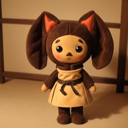 brown plush toy, animal (big round ears:1.3), masterpiece, best quality, dslr, intricate details,  <lora:Cheburashka:0.55>, samurai dress