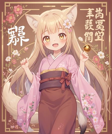 yuzu \(konohana kitan\),  1girl, long sleeves, wide sleeves, obi, pink kimono, hakama skirt, hair between eyes, ahoge