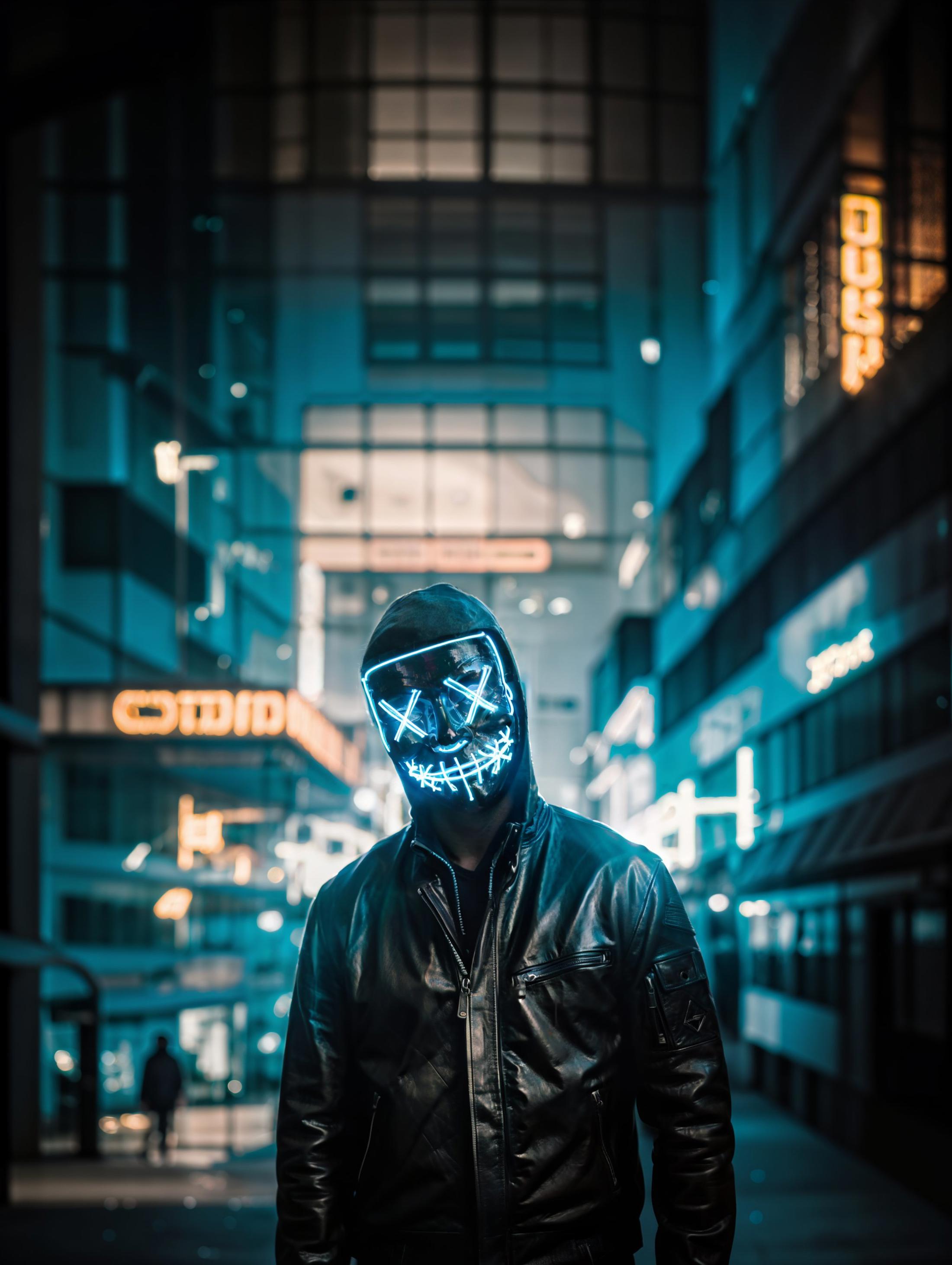 Neon Anonymous Mask | Judgment night mask image by ARTik_31