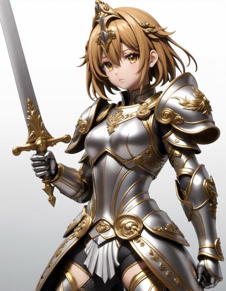 1girl,solo,anime,full body,a elegant girl,in armour,holding a sword,angry,(embedding:unaestheticXLv13.safetensors:1.2),(embedding:negativeXL_D.safetensors:0.8),(masterpiece,best quality,ultra_detailed,highres,absurdres:1),(masterpiece, top quality, best quality, beautiful and aesthetic),ultra-detailed,an extremely delicate and beautiful,beautiful detailed face,clear face,best illustration,extremely detailed eyes and face,amazing,detailed and intricate,Highest image quality, beautiful delicate background,beautiful detailed glow,