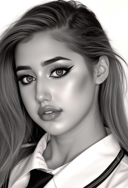 sketch from beautiful busty 24yo S4BR1N4 wearing uniform