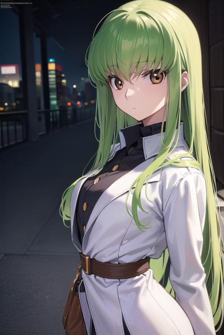 codegeasscc, <lora:codegeasscc-lora-nochekaiser:1>, 
cc, (brown eyes:1.5), green hair, long hair, straight hair,
BREAK straitjacket, (white straitjacket:1.5), wide sleeves, belt, black belt,
BREAK outdoors, city,
BREAK looking at viewer, (cowboy shot:1.5),
BREAK <lyco:GoodHands-beta2:1>, (masterpiece:1.2), best quality, high resolution, unity 8k wallpaper, (illustration:0.8), (beautiful detailed eyes:1.6), extremely detailed face, perfect lighting, extremely detailed CG, (perfect hands, perfect anatomy),