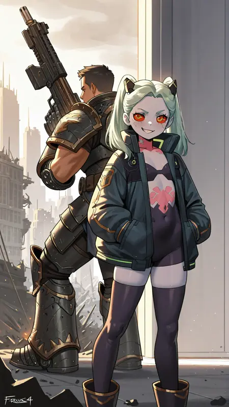 Chrome & Iron Warhammer 40K x Cyberpunk Rebecca x Ferrus Manus