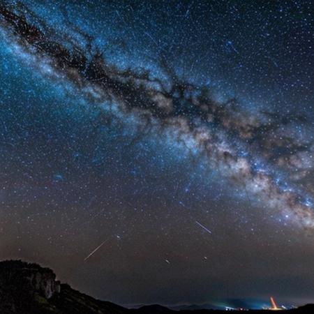 Night sky, full of stars, distant galaxy, shooting stars