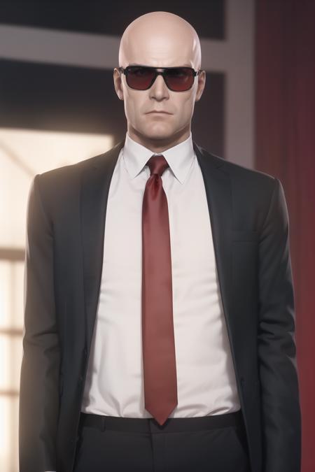 (With_no_beard:1.3),
red background behind him,
Standing at attention,
Black_suit,Black_jacket,shirt,sunglasses, 
<lora:Agent47_hitman-KK77-V1:0.8>,Red_tie,bald Head, blue_eyes,
1 old_Man, 50yo,male,looking at viewer,(angry:1.0),
NSFW,official art,extremely detailed CG unity 8k wallpaper, perfect lighting,Colorful, Bright_Front_face_Lighting,
(masterpiece:1.0),(best_quality:1.0), ultra high res,4K,ultra-detailed,
photography, 8K, HDR, highres, absurdres:1.2, Kodak portra 400, film grain, blurry background, bokeh:1.2, lens flare, (vibrant_color:1.2)