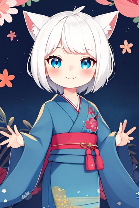 masterpiece,best quality,1girl,solo,white hair,cyan eyes,kimono,kemono,smile,chibi,fantasy city,  <lora:childbookv6-000032:1:1,0,0,0,0,0,0,0,1,2,2,1,0.6,1,0.6,0.5,0.5,2,1,2,1,1,1,1,1,1>