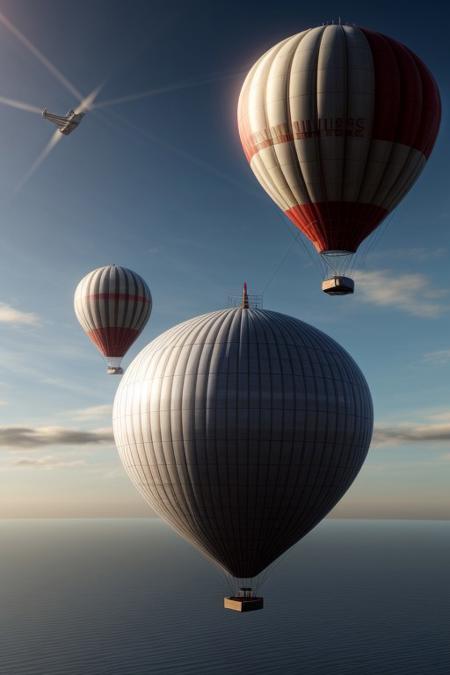 A Floating City in the Sky: Airships, sunlit platforms, and the mystery of a land far below.