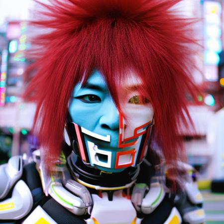 textless, photo of a Cybernetic Samurai in Neo-Edo-Tokyopunk, (photography by Cyber-Samurai:1.3)