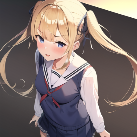 masterpiece, best quality, 1girl, blonde hair, twintails, hair ribbon, school uniform, black thighhighs, sawamura spencer eriri, <lora:qqq-sawamura_spencer_eriri-v1:0.9>