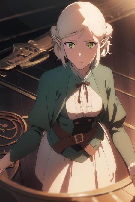 filomena, <lyco:filomena-lyco-nochekaiser:1>,
filomena, short hair, blonde hair, (green eyes:1.5), pointy ears,
BREAK skirt, long sleeves, dress, standing, belt, long skirt,
BREAK looking at viewer,
BREAK outdoors,
BREAK <lyco:GoodHands-beta2:1>, (masterpiece:1.2), best quality, high resolution, unity 8k wallpaper, (illustration:0.8), (beautiful detailed eyes:1.6), extremely detailed face, perfect lighting, extremely detailed CG, (perfect hands, perfect anatomy),