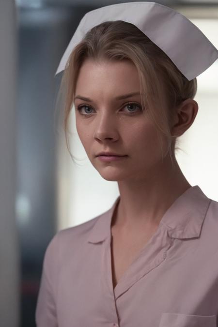 (movie still:1.25), face, 1girl, a nurse in scrubs is worried about her patient's condition, at hospital, soft colors, bokeh, masterpiece, high quality, (high detailed skin:1.1)
 <lora:natalie_dormer_lora_v02:1> nat82