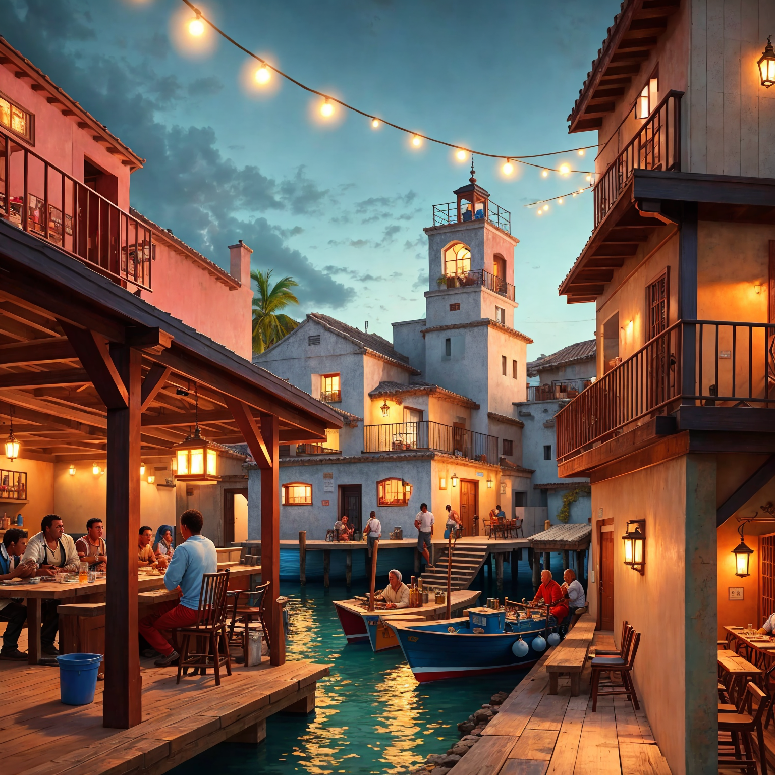 dock workers coastal village cantina patio (SouthOfTheBorderSD15:1)
(masterpiece:1.1) (best quality) (detailed) (intricate...