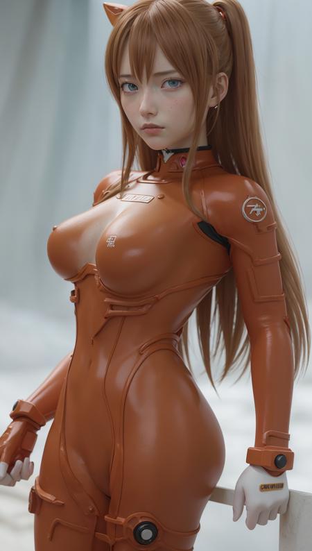 <lora:lou:1>,best quality ,masterpiece,1girl,3d , realistic,CG ,unity ,8k wallpaper,long_hair, artist_name, bangs, blue_eyes, bodysuit, hair_ornament, lips, long_hair, looking_at_viewer, orange_bodysuit, plugsuit, realistic, simple_background, solo, souryuu_asuka_langley, test_plugsuit