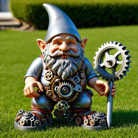 garden gnome made out of gears, on a front lawn, sunny weather,
best_quality, masterpiece, absurdres, highres, subject_focus, depth_of_field, ultra_detailed, sharp_focus, high_detail, intricate detail,
g3ars