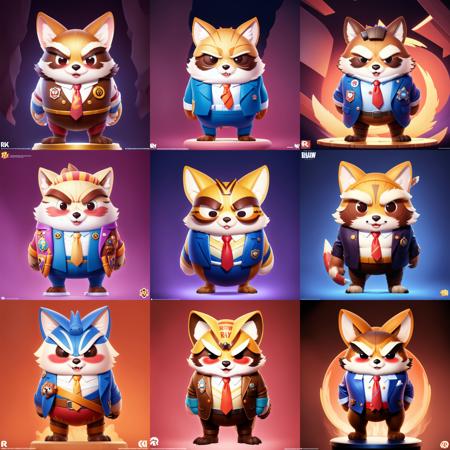 rocket raccoon,hd picture,((RAW photo)),((best quality)),full body,(photo-realistic:1.3),necktie,suit,angry,(masterpiece),furry,cartoon,4k,a lot of details,gradient color background,