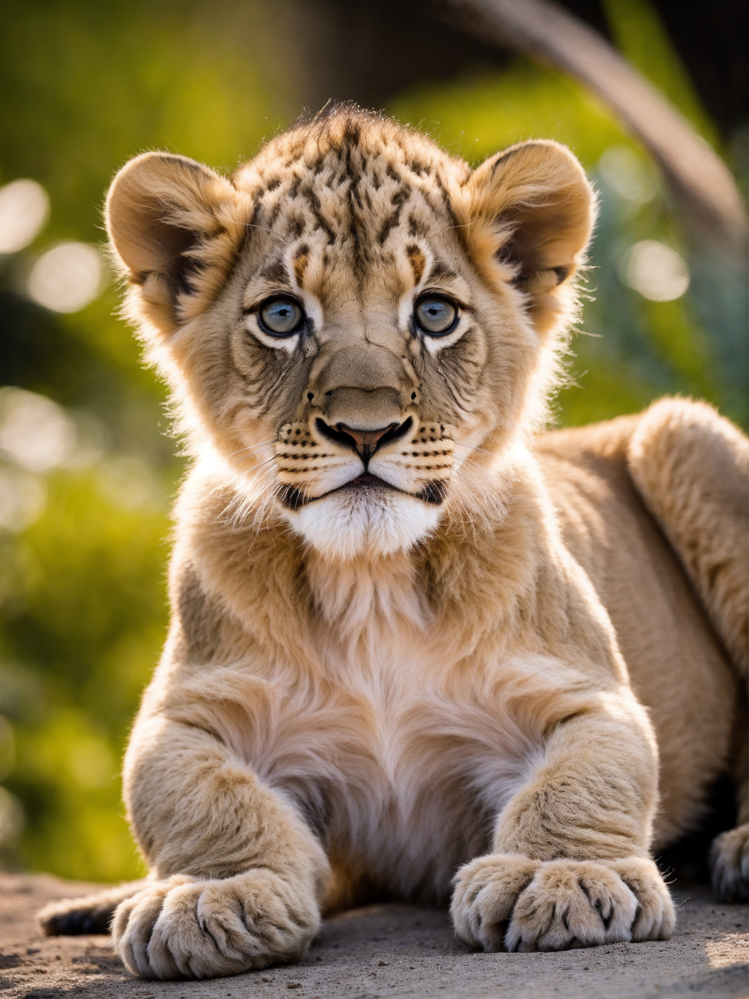 RAW photo, Fuji X-T20, high quality, a baby lion, cute