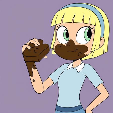 Annika covered in chocolate smudge. V1