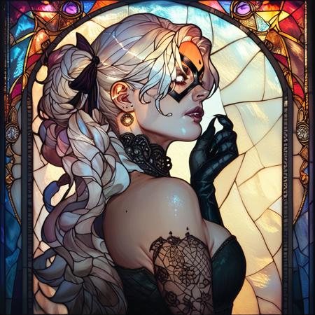 score_9, score_8_up, score_7_up,quality, ArsMJStyle, Stained Glass, Black Cat