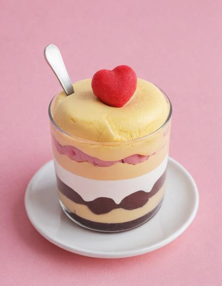 pudding desert from candyhearts, text love you <lora:Candyhearts:0.3>