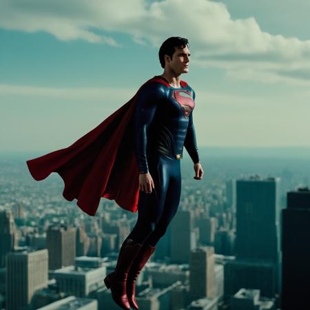 cinematic film still of  <lora:Superman v2:1>
Kal-El, Kryptonian, Man of Steel, Superman a man in a superman costume flying over a city,solo,black hair,1boy,male focus,boots,outdoors,sky,day,cloud,cape,bodysuit,building,flying,city,realistic,red cape,black cape,superhero, shallow depth of field, vignette, highly detailed, high budget, bokeh, cinemascope, moody, epic, gorgeous, film grain, grainy