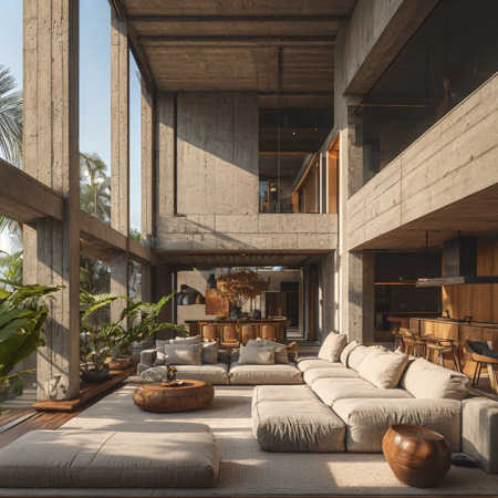 AIDVN_Interior_Tropical Brutalism style (Multi-room) v1.0