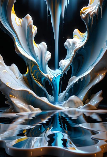 Ultrarealistic. sharp focus, dynamic lighting. play of light, Raytracing, Ultra detailed. (((Liquid Marble style))). A village made of Liquid Marble.