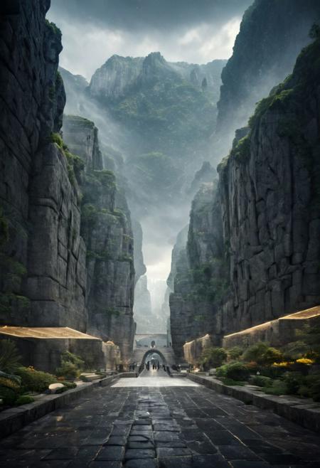 (POV view , DOF, first people view from the entrance, low angle shot:1.4), in haevy rain,
(Ancient civilization, Alien Prometheus movie scene, dune movie scene:1.5), (The colonial city of the future, in the mist-filled Grand Canyon, on an unknown Earth-like planet, 2 moon on sky, Spaceship flight connects colonies, waterfulls:1.3), (Machu Picchu, a mountain settlement, incredibly spectacular:1.2), (Mario Botta:1.3), (avant-garde, future, reality, science fiction, photorealistic), (modern architecture:1.2), White limestone and black granite, fountain, waterfall, landmark, square, path, narrow street,
(Large Files, Ultra Realistic, 8K, 16k, FHD, HD, VFX, Perfect, Photography, composition, Architecture Sales Photography, Architecture Competition, Ultra High Resolution, Cinematography, High Resolution Image:1.1), (dramatic lighting, direct sunlight, ray tracing, clear shadow:1.2),  (real landscape:1.1), (blurred background:1.0), (urban background, more_details) ,
extremely detailed, hillscastel, great lighting, Classic Style House