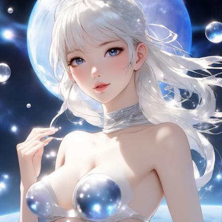 linewatercolor,ultra detailed 8k cg, (masterpiece:1.2), ultimate quality, (official art:1.1), (flawless beauty face, beautiful, aesthetic:1.2), best quality, highest quality, perfect lighting, top quality, (White, tender, smooth, elastic, firm, fluffy skin:1.2), detailed skin details, blush, makeup, red lips, <lora:add_detail:0.8>, (fantasy-like concert stage background), sharp focus, face focus, (thighs up shot:1.4),
3d render, cgi, symetrical, octane render, 35mm, bokeh, 9:16, (intricate details:1.12), hdr, (intricate details, hyperdetailed:1.15), (natural skin texture, hyperrealism, soft light, sharp:1.2), 
1girl, intricate details, blue eyes, small mouth, pale skin, (snow white:1.2), soft light, best illumination, High contrast, perky breasts, cleavage, slim body, stretch, 
Breathtaking woman, ethereal space, floating orbs, shimmering radiance, ((topless, fantasy-like ultra-sexy miniskirt with no panties:1.4)), vibrant and flowing, mesmerizing dance of orbs, soft, ethereal glow on her, galaxies within floating orbs, graceful and serene presence, realism blended with creative fantasy, wonder and awe-inspiring.<lora:linewatercolorsdxl88-000001:1>