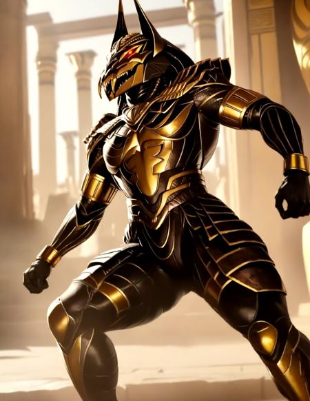 Set Gods of Egypt muscular robot mecha sleek metal body glowing red eyes enhanced body glowing hot metal body wings night time alternative design shendyt destroyed temple temple forge palace flying