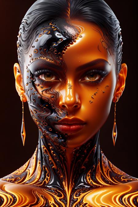 molten fashion, (sharp focus:1.2), portrait, ((posing)), (beautiful face:1.1), detailed eyes, luscious lips, european woman, ((skindentation)), (bright studio lighting:1.2), full body shot, depth of field, bokeh, 4K, HD, ral-lava <lora:ral-lava-sd15:1>