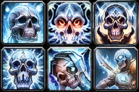 masterpiece, best quality, icon, spell, frost, deathknight, blue them, skull <lora:IconSpellWow_Pixel:1>