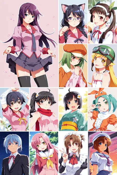 [illustrious XL] 10 in 1，Watanabe Akio/渡边明夫 《Bakemonogatari》/《化物语》- Artist Style